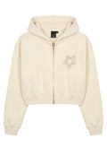 Export Girls Zipper Hood Crop Top Cream