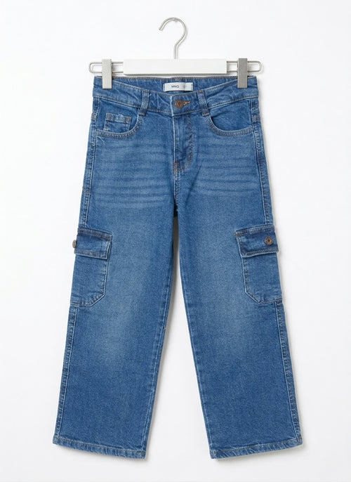 Boys Denim Cargo Pants Light Blue