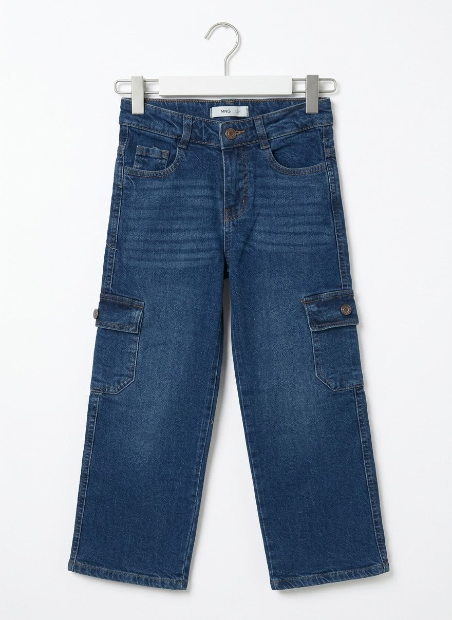 Boys Denim Cargo Pants Medium Blue