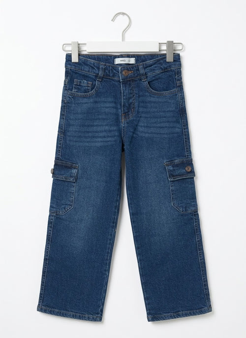 Boys Denim Cargo Pants Medium Blue