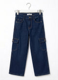 Boys Denim Cargo Pants Dark Blue